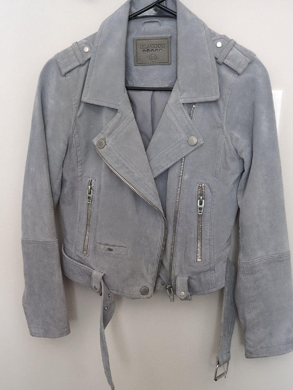 Blank NYC Light Gray Suede Moto Jacket